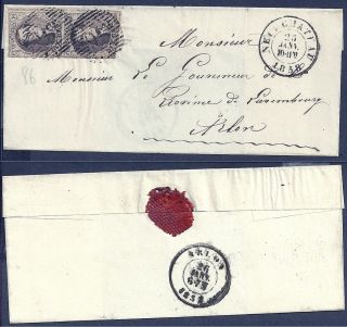 Belgium Old Cover Pair on Cover 1858 381
