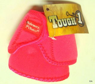 Tough 1 No Turn Neoprene Pink Bell Boots Small Horse Tack Equine
