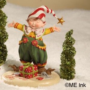   Engelbreit Christmas Its A Wrap Elf Figure Bethany Lowe ME0263