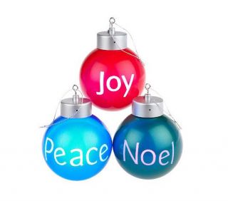 Mr Christmas Peace Joy Noel Greeting Ornaments s 3 Illuminated Color 