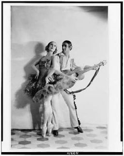 Anna Pavlova,costume,partner Lawrence Novikoff playing guitar,ballet 