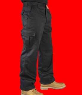 Mens Black Cargo Combat Work Trousers Black Size 36 Inch Waist & Reg 