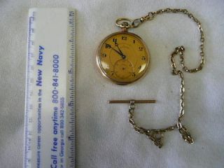 ILLINOIS 14KT GOLD 21 JEWELS A. LINCOLN POCKET WATCH & SIMMONS CHAIN 