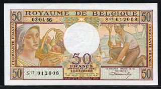 Belgium1956,50Francs,012008,P133b,GUNC$8(22)F