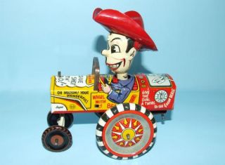 1950s Marx Milton Berle Crazy Car Tin Wind Up Toy Box
