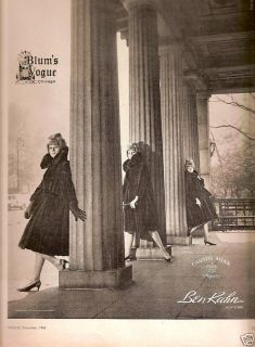 Ben Kahn Mink Advertisement Blums Vogue Chicago 1963