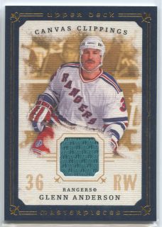 2008 09 UD Masterpieces Canvas Clippings Blue #CCGA1 Glenn Anderson 10 