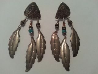 Vintage Sterling Silver Earrings Concho Mexican Southwestern Mexico 