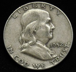 1952 D Benjamin Franklin Silver Half Dollar as Pictured K276