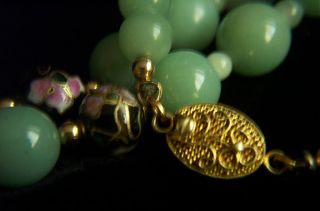 Stunning Vintage Chinese Necklace with Large Carved Celadon Jade Ball 