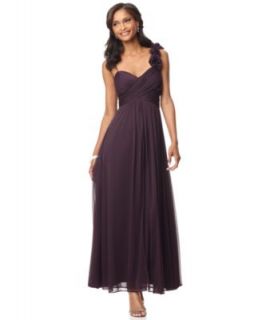 Betsy Adam New Purple Ruched Rosette Formal Dress 4 BHFO