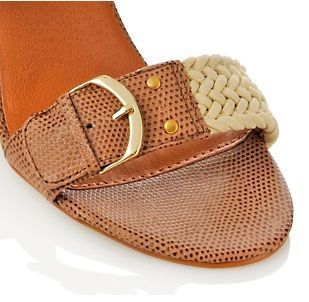 Bijou by AJ Valenci Embossed Leather and Rope Sandal