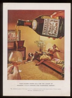 1960 St Bernard Dog Photo Hennessy Cognac Print Ad