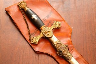 Early Masonic Knights Templar Sword w case Bernard Herbert SC