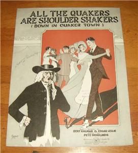 Sheet Music All The Quakers Are Shoulder Shakers 1919