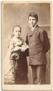 CDV Charming Brother Sister from Berea Ohio Backstamp