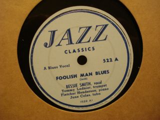 78 Bessie Smith Foolish Man Blues Year Jazz Classics 522 VG