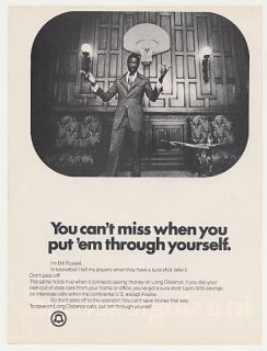 1974 Bell Telephone Long Distance Bill Russell Photo Ad