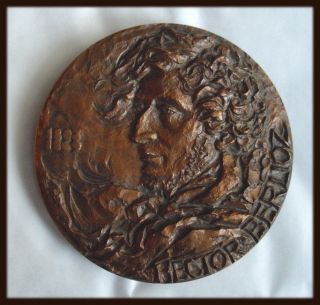 French Bronze Art Medal Composer Berlioz by Mocquot