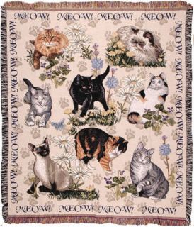 meow mix cats tapestry throw blanket afghan made in usa