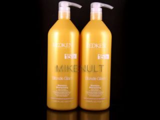 Redken Blonde Glam Shampoo Conditioner 33 8oz Duo w Pumps Free 