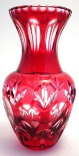 Beyer Cranberry Cased Cut to Clear Crystal Art Glass Vase West Germany 