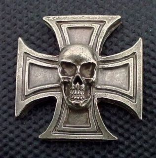 Skull Cross Metal Motorcycle Emblem Pin Badge Lapel Hat Biker