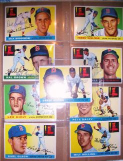 1955 Topps Boston Red Sox Autographed Partial Team Set Lot PSA DNA 