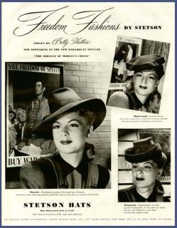 actress betty hutton in 1944 stetson ladies hats ad