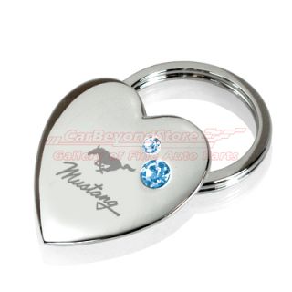   Heart Shape Blue Crystals Key Chain Keychain Key Ring Free Gift