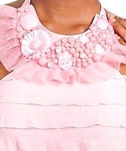 Romantic Pink Halter Ruffle Layer Bibb Necklace Dress