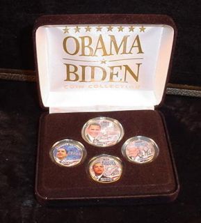 Colored Obama Biden Quarters and Half Painted in Box