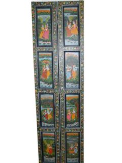   Radha Krishna Hand Painted Bifold Closet Wooden Door 79 x 24