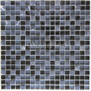 Glass Stone Mosaic Tile Kitchen Backsplash Grey Black