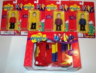 THE WIGGLES TOYS COMPLETE SET of ACTION FIGURES x 4 BIG RED CAR MISB