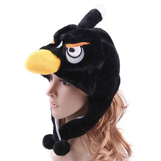 Black Angry Birds Cartoon Animal Plush Warm Hat Cap