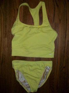 Women Nike Yellow Tankini Tank Top Bikini Swimsuit 12 L