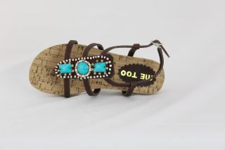 Me Too Little Kid Big Youth Kid Naomi Sandals Brown Turquoise New 