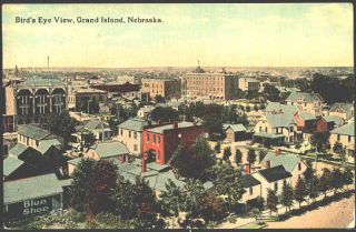 Grand Island Nebraska NE 1907 Birds Eye View of City Vintage Postcard