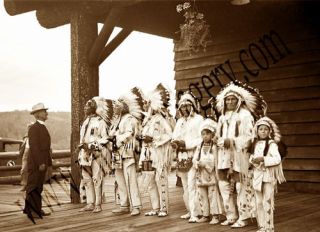 Photo Blackfoot Indian Chiefs Glacier National Park Lodge