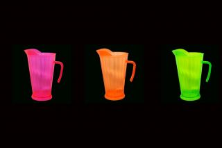  these large 60oz neon blacklight reactive pitchers 