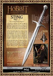   Cutlery LOTR Hobbit UC2892 The Sting Sword of Bilbo Baggins