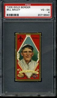 T205 1911 Gold Borders Bill Bailey St Louis Browns PSA 4 Centered 