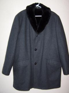 Impeccable Vtg Great Western MN Heathered Gray Wool Car Coat Fur 
