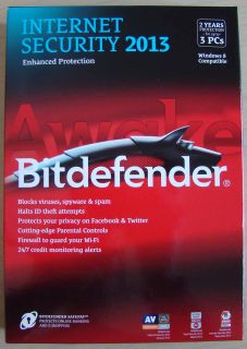 Bitdefender Internet Security 2013 3 PC 2 Year Protection Retail Box 