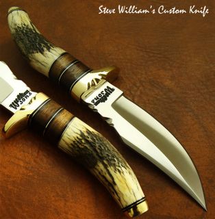 Steve Williams 1 of A Kind Custom Knife O1 Tool Steel Stag Antler 