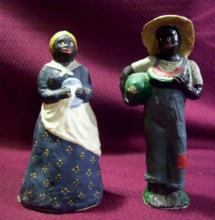 Pair of Vintage Black Americana Figures Statues Figurine Mammy Deborah 