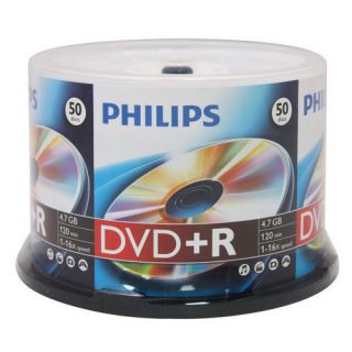 50 Philips Branded 16x DVD R Blank DVDR Media Discs