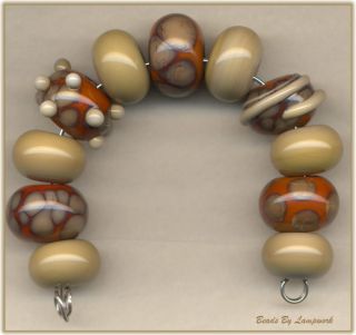 11 Brown Sage Lampwork Beads Handmade Glass Bead Set