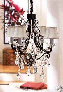   Country Chic Petite Chandelier 4 Arm Glass Crystal Drop Black